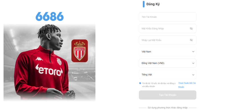 Quy trình đăng ký tài khoản 6686bet